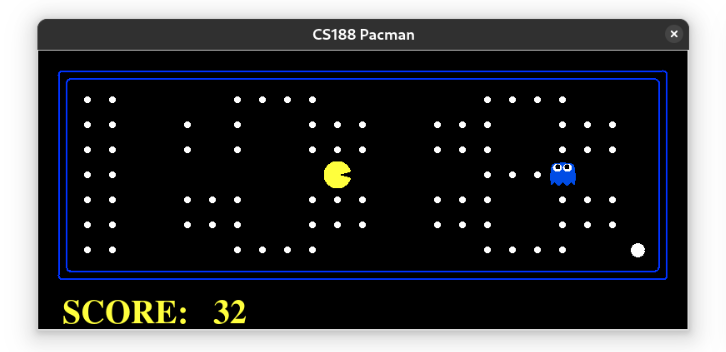 Minimal maze with one ghost and score of -3